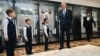Президент Казахстана Камым-Жомарт Токаев в школе в Уштобе на юге страны, названной в честь его отца Кемеля Токаева. Октябрь 2023 года